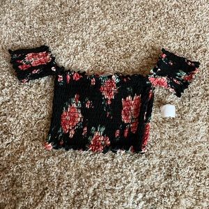 Floral off-shoulder crop top
